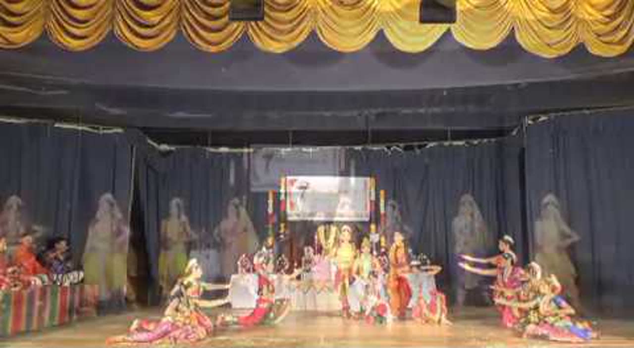 A tableau from the dance drama Adi Poojya